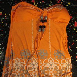 Charlotte Russe Orange Beaded Strapless Top Size S